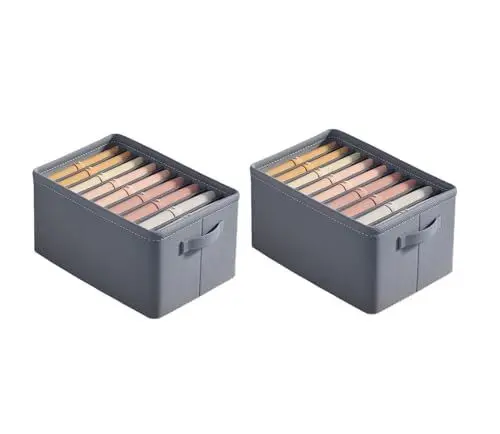 Produktbild: ZCHI Kleiderschrank-Organizer 2 Stück, Schubladen-Ordnungssystem 7 Fächer, Ordnungsboxen kleiderschrank faltbar, für Hosen, Kleidung, Tshirts, Unterwäsche,Grau