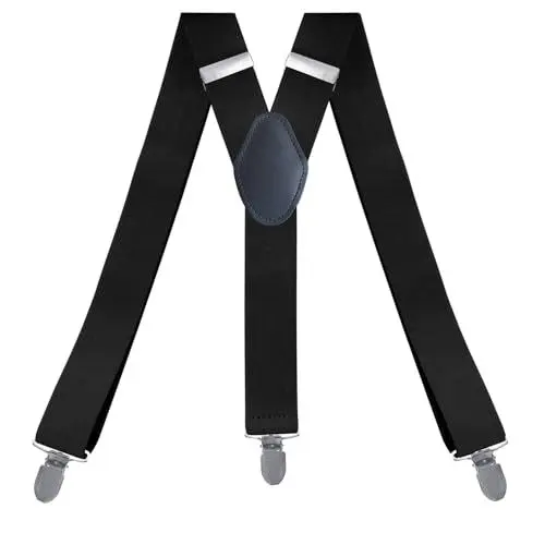 Produktbild: Zclro Hosenträger für Herren, 3.5 cm Hosenträger mit Sehr Starken 3 Metall Clips Hosenträger Einstellbar und Elastisch Einheitsgröße für Männer und Damen - Schwarz