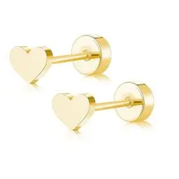 Produktbild: ZDE Titan Damen flach zurück Herz Ohrringe Frauen Nicht-Nickel Ohrringe hypoallergen Knorpel Ohrstecker für empfindliche Ohren einfache klassische 5mm flach Ohrstecker (Pink)