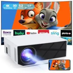 Produktbild: ZDK Mini Beamer 4K-Unterstützung,Full HD 1080P projektor mit Bluetooth und WiFi,22000 Lumen Tragbarer Projektor Heimkino,Kompatibel mit Smartphone/TV Stick/TV Box/HDMI/USB/AV/PS5 (Weiße)