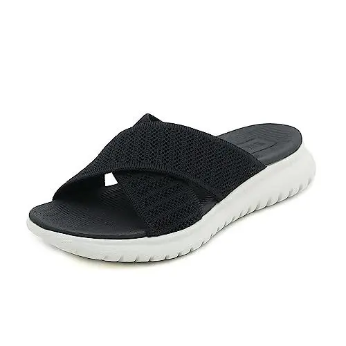 Produktbild: ZDQ Sandalen Damen Sommer Bequem Orthopädische Pantoletten Leichte Hausschuhe Elegant Schlappen Casual Slipper mit Weich Fussbett Schwarz 40