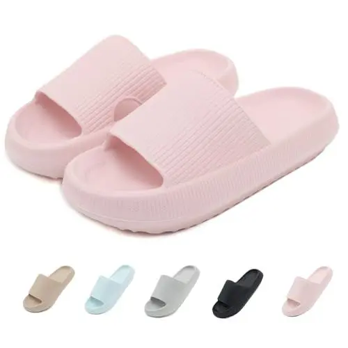 Produktbild: ZDQ Wolken Schuhe Damen Cozislides Original Slippers Cloud Schlappen Dicke Sohle Badelatschen Frauen Leichte Rutschfest Badeschuhe Hausschuhe Sommer EVA Latschen Offen Badeschlappen Rosa 42/43