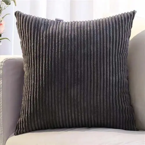 Produktbild: ZDSDZSD Kissenbezug Kordsamt 2er Set, Gestreift Kissenbezug Verzieren Kissen, Kordsamt Wildleder, 80 x 80 cm (2', Dark Gray, Wohnzimmer, Schlafzimmer, Büro, Autoinnendekoration, verschiedene Anlässe