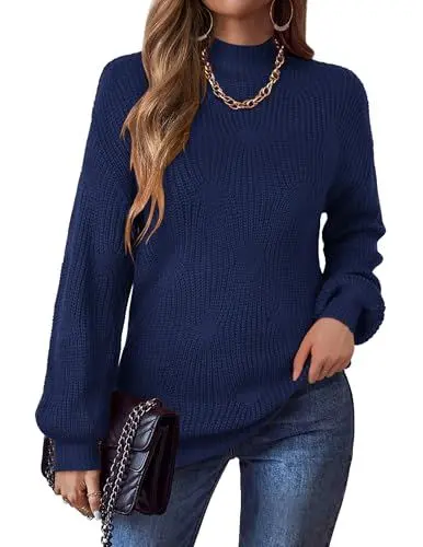 Produktbild: Zeagoo Pullover Damen Herbst Winter Strickpullover Casual Warm Pullover Langarm Strickpullover Lose Rundhal Strick Jumper Navy blau XXL