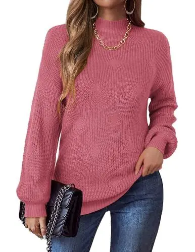 Produktbild: Zeagoo Pullover Damen Rollkragen Winterpullover Langarm Einfarbig Strickpullover Elegant Turtleneck Strickpulli Sweater Violett M