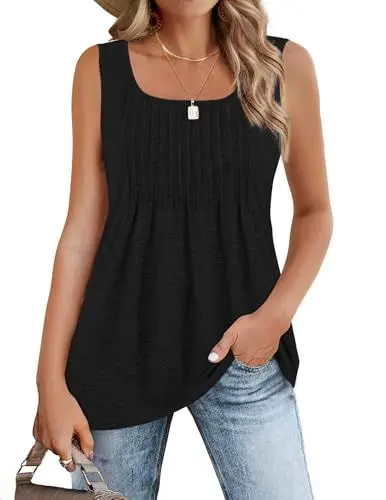 Produktbild: Zeagoo Tank Top Damen Ärmellos Sommer Oberteile Casual Tanktops Basic Cami Elegant Weste Shirt Tunika Blusentop Schwarz XXL