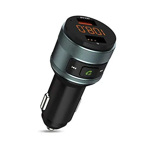 Produktbild: Bluetooth FM Transmitter, ZeaLife Auto Radio Transmitter QC 3.0 KFZ Wireless Bluetooth 5.3 FM Radio Adapter Freisprecheinrichtung Car Kit mit Dual USB Ladegerät Unterstützt 64GB USB Stick