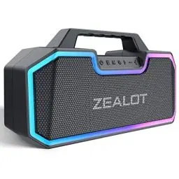 Produktbild: ZEALOT Bluetooth Lautsprecher,Musikbox Tragbarer Bluetooth Box mit Licht,Bass Stereo,60W,IP67 Wasserdicht,14,400 mAh Akku,40H Spielzeit,TF-Karte,AUX,USB(S57)