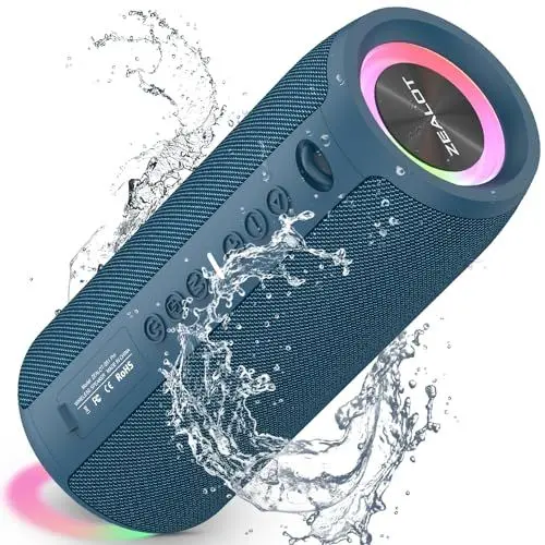 Produktbild: ZEALOT Bluetooth Lautsprecher S51 Pro mit Licht,Musikbox Tragbarer Blueooth Box,40W kraftvoller Stereo,Dual Pairing,AUX-Anschluss,USB,Micro SD/TF, Bluetooth 5.2 und IPX6 wasserdicht