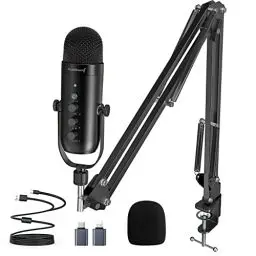 Produktbild: zealsound USB Mikrofon Kit für PC, Handy, PS4/5, MAC, Mit Schneller Stummschaltung,Geräuschunterdrückung, Echo, Mikrofonarm, fit for Streaming, Podcast, Gaming, Youtuber, Kompatibel mit Windows(K66s)