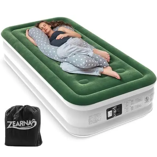 Produktbild: Zearna Luftbett Luftmatratze Selbstaufblasend in 3 Minuten, Aufblasbare Matratze Gästebett mit Eingebauter Elektrischer Pumpe, Aufblasbares Einzelbett für Camping Heimgebrauch