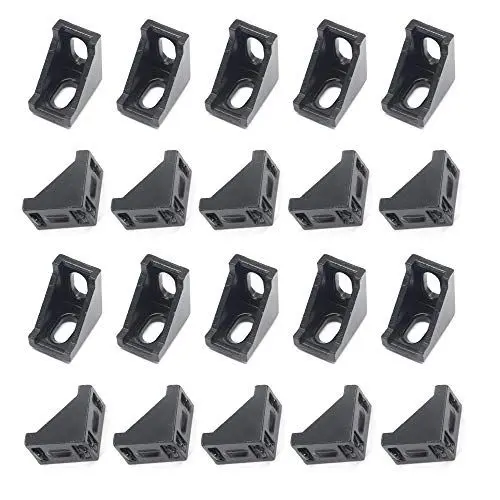 Produktbild: Zeberoxyz 20STÜCK 2028 Eckwinkel Schwarz Rechtwinklig 20Series 2 Loch Aluminiumwinkel für Schlitz 6mm Aluminium Extrusionsprofil Zubehör (20 Stück Schwarz)