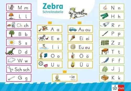 Produktbild: Zebra 1: Schreibtabelle in Druckschrift (VE 10) Klasse 1 (Zebra. Ausgabe ab 2024)
