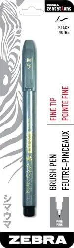 Produktbild: Zebra Pen Zensations Pinselstift, feine Pinselspitze, schwarze wasserfeste Tinte, 1 Stück