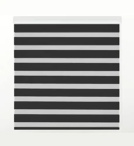 Produktbild: Zebra Textil SANSA Doppelrollo mit dekorativer Kassette, Polyester, Schwarz, 145 x 250 cm