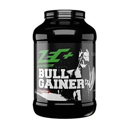 Produktbild: Zec+ Nutrition Bullgainer – 3500 g, Geschmack Erdbeere │ Protein-Pulver mit Vitaminen, Aminosäuren und Kohlenhydrathen zum Masseaufbau, Made in Germany