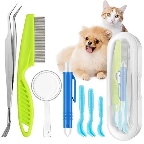 Produktbild: Zeckenentferner Set Für Hunde Katze, 3er Set Zeckenhebel, 1 Zeckenhaken, 1 Zeckenzange Pinzette, Zeckenentfernung In Sekunden, der Sichere Zeckenschutz Für Kinder & Haustiere, Hund, Katze Und Mensch