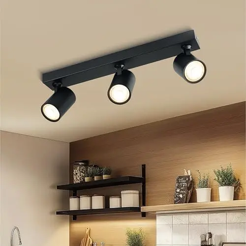 Produktbild: Zedelmaier Deckenlampe LED Deckenleuchte Deckenstrahler 3 Flammig GU10 Deckenspot für Wohnzimmer Schlafzimmer Arbeitszimmer Flur kinderzimmer lampe decke Küche ohne Leuchtmittel Schwarz