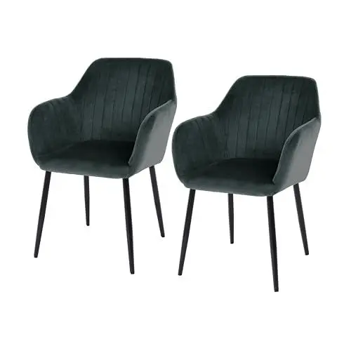 Produktbild: Zedelmaier Esszimmerstühle 2er Set stühle, Stuhl esszimmer esstisch stühle Loungesessel Polsterstuhl mit Armlehne Metallbeine,belastbar 120kg, für Esszimmer Wohnzimmer Küche (Samt, Gruen)