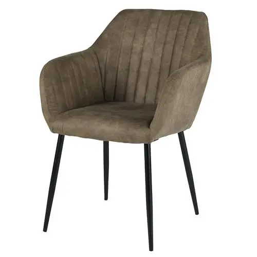 Produktbild: Zedelmaier Esszimmerstühle stühle 1 Stück, Stuhl esszimmer esstisch stühle Loungesessel Polsterstuhl mit Armlehne Metallbeine,belastbar 120kg, für Esszimmer Wohnzimmer Küche (Kunstleder, Braun)
