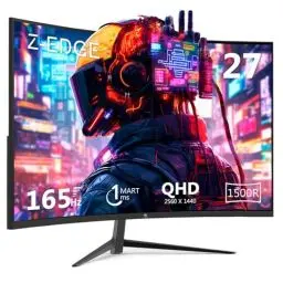 Produktbild: Z-Edge 27 Zoll QHD Curved Gaming Monitor 165Hz(DP) 144Hz(HDMI) 1ms 2K 2560x1440 16:9 LED Bildschirm, Rahmenlos, FreeSync, VESA Kompatibel - Schwarz