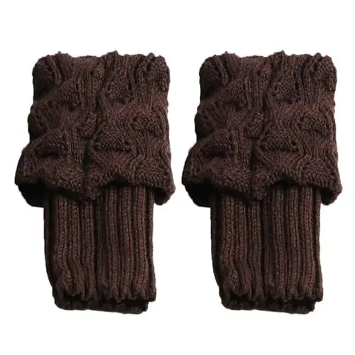 Produktbild: Zehensocken Damen 3538 Baumwollsocken Herren 4346 Beinwärmer für Damen für den Winter, 80er-, gerippter Strick-Beinwärmer, warme lange Stiefelsocken Kurze Socken Damen 3942 Weisse (Coffee, One Size)