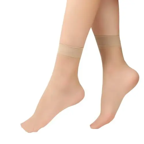 Produktbild: Zehensocken Damen 3538 Nur Der Socken Herren 4346 6 Paar transparente Knöchelsocken für Damen, Nylonsocken für Damen, knöchelhohe Socken, transparente Lustige Socken Damen 35 38 (Khaki, One Size)