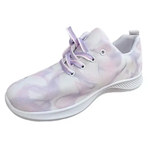 Produktbild: Zehentrenner Kinder Damen Sandalen Mit Absatz Damen-Sneaker in Regenbogenfarben, bequem, dehnbar, lässig, Dicker Boden, zum Schnüren, gestrickt, Übergröße Zehentrenner Kinder Damen (Purple, 42)