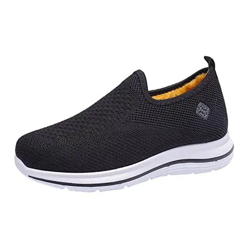 Produktbild: Schwarz Damen Schuhe Elegant Und Bequem Plus Damen-Baumwollschuhe Baumwolle Lässige Dicke Einfarbige Samtschuhe Warme Freizeitschuhe Sandaletten Mit Absatz Summer Shoes for Women (Black, 39)
