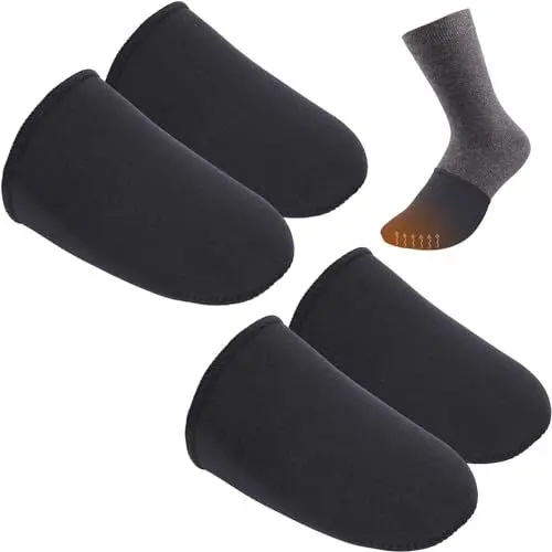 Produktbild: Zehenwärmer 2 Paare Neopren Zehenschutz, Neopren Zehenwärmer, Toe Warmers, Unisex Fußwärmer, Neoprensocken, Schwarz Sohlenwärmer für Radfahren, Laufen, Wandern, Skifahren (S/M)