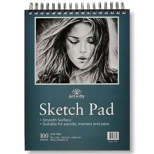 Produktbild: Zeichenblock 100 Blatt Skizzenbuch A4 22,9 x 30,5 cm–Skizzenblock Glattes Papier Spiralbindung – Mal und Zeichenblock Skizzenpapier zum Zeichnen mit Bleistift, Kohlestift und Marker, Zeichenpapier A4