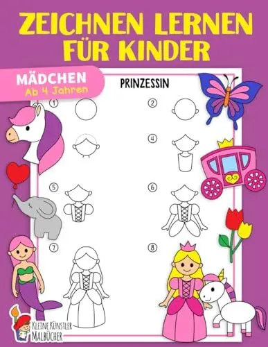 Produktbild: Zeichnen lernen für Kinder: Mädchen - Einfach Zeichnen lernen Schritt für Schritt - Das große Zeichnen Lernbuch für Kleinkinder, Kindergarten, Schulkinder - Für Mädchen ab 4 Jahren