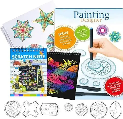 Produktbild: Harxin Zeichnungs Blumen Lineal Spielzeug Set,Design Kreative Pädagogisches Spielzeug,DIY Malerei,Geeignet für Erwachsene und Kinder (Spiral Designer)