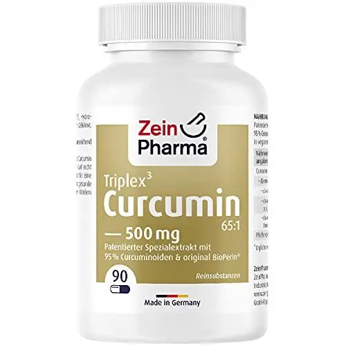 Produktbild: ZeinPharma Curcumin-Triplex³ Kapseln 90 Kapseln 500mg - Curcuma Piperin Kapseln hochdosiert mit 95% Extrakt, Nahrungsergänzungsmittel vegan, laborgeprüft