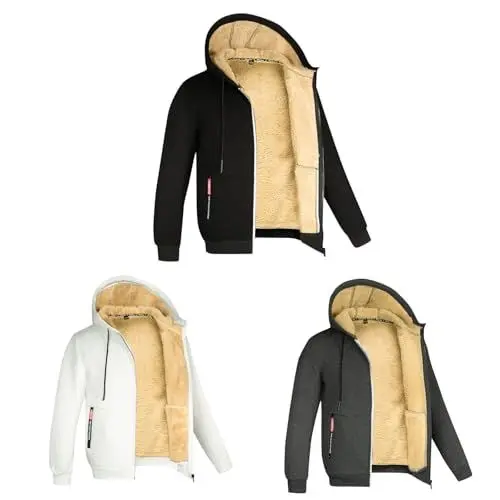 Produktbild: zeitlich heutekapuzenjacke Herren Winter Sweatshirt Herren mit Kapuze Zipper Sweatjacke mit Teddyfutter Herren only & sons swetschert Jacke Herren wärme Jacke isolid