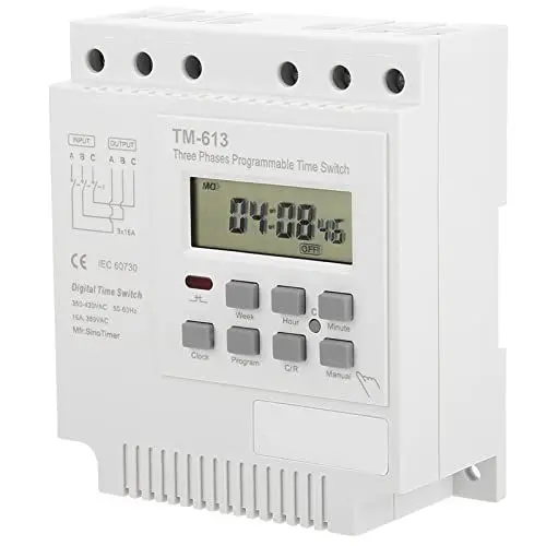 Produktbild: Zeitrelais, TM 163 Dreiphasiges Programmierbares Zeitrelais 380 V, Digital, Wöchentlich, Programmierbare Steuerstrom-Timer-Zeitschaltuhren