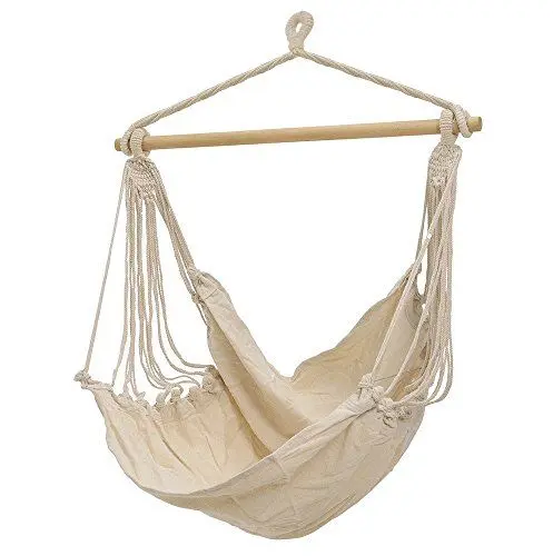 Produktbild: zeitzone Klassicher Hängesessel Hängesitz Hängeschaukel Beige 100x128cm