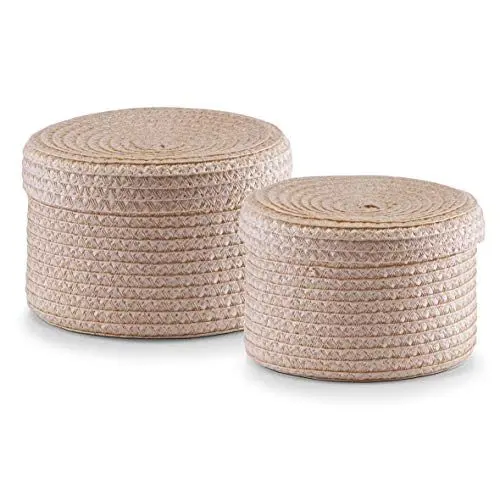 Produktbild: Zeller 14123 Korb-Set mit Deckel, 2-teilig, rund, PP, ø 16 x 10, ø 17 x 12 cm, natur