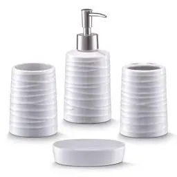 Produktbild: Zeller 18266 Bad-Accessoires-Set, 4-teilig, Keramik, weiß 42 x 21 x 24 cm
