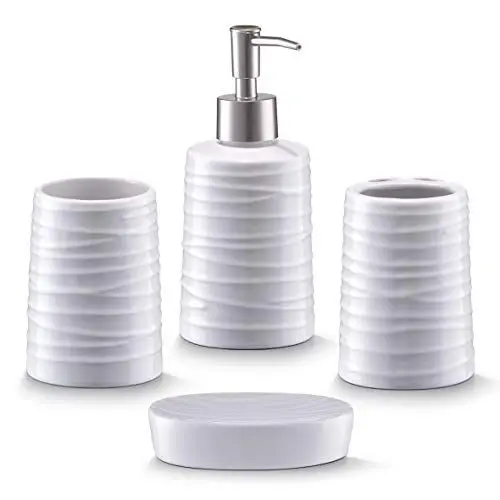 Produktbild: Zeller 18266 Bad-Accessoires-Set, 4-teilig, Keramik, weiß 42 x 21 x 24 cm