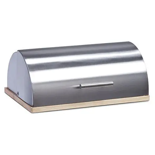 Produktbild: Zeller 20475 Brotkasten, Edelstahl/Gummibaum, ca. 39,5x28x16 cm, Brotkasten mit Schiebedeckel, Brotbehälter,