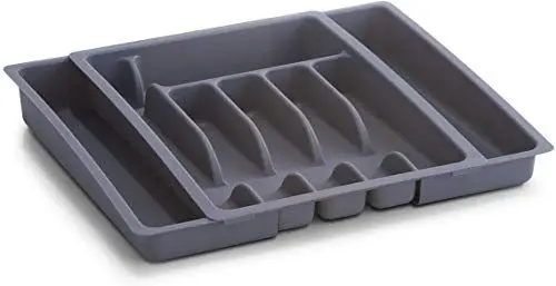 Produktbild: Zeller 24887 Besteckkasten, ausziehbar, Kunststoff, grau, ca. 29-48x38x6,5, ausziehbarer Besteckeinsatz, Schubladeneinsatz für die Küchenschublade