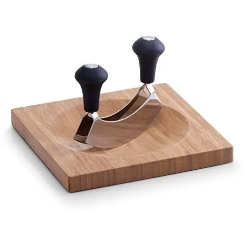 Produktbild: Zeller 25295 Kräuterbrett mit Wiegemesser, Bambus, ca. 20 x 20 x 2 cm, Kräuterschneidebrett, Schneidebrett