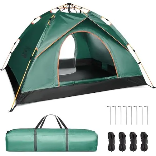 Produktbild: Zelt 2-3 Personen - Wurfzelt Wasserdicht - Automatik Pop Up Zelt - 200x200x135cm Trekkingzelt- Schnellaufbau Camping Igluzelt - Leicht Campingzelt - Trekking & Festival Kuppelzelt