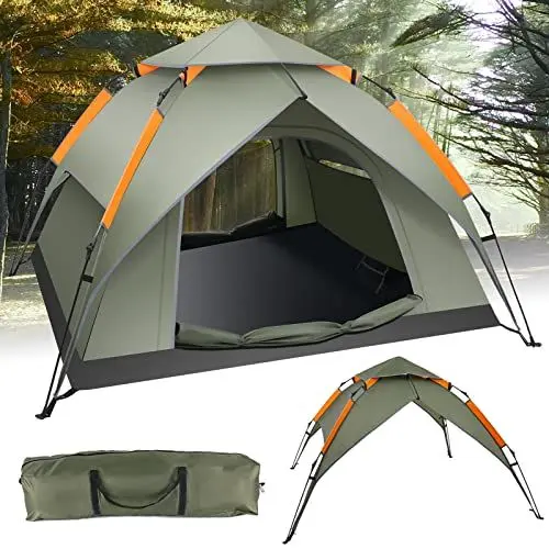 Produktbild: Zelt Camping Zelt 2-3 Personen Pop Up Zelt Doppelschicht Wasserdicht & Winddichte Kuppelzelt mit Abnehmbarer Wurfzelt für Trekking, Familien,Camping