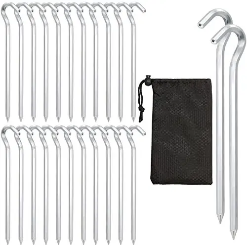 Produktbild: Zeltheringe, 18 cm Heringe Camping, Zelt Heringe Stark, J Zelthaken Bodenanker Geeignet für Bergsteigen, Angeln, Abenteuer, Picknick Zelt Stabilität(24 PCS)