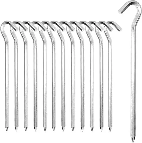 Produktbild: Zeltheringe, <strong>14/26Packung:</strong>  Heavy-Duty 18cm Zelt Heringe Metall Zelthaken Aluminium Heringe Erdnägel für Harte Böden, ideal für Garten, Camping, Angeln und Zelten (14, Silber)