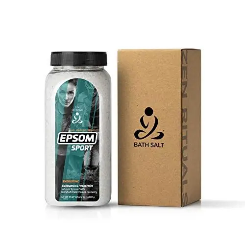Produktbild: Zen Rituals Sport Epsom Badesalz Pfefferminze & Eukalyptus - 1 KG. UPS aus reinem Magnesiumsulfat.