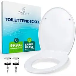 Produktbild: Zenacasa® Premium Toilettendeckel mit absenkautomatik antibakteriell oval weiß - Duroplast WC Sitz mit Absenkautomatik