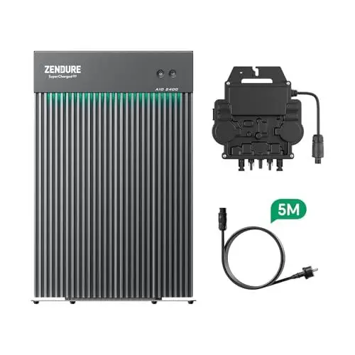 Produktbild: Zendure AIO 2400 Speicher für Balkonkraftwerk mit EZ1-M 800W Mikrowechselrichter, 2400Wh LiFePO4, Dualer MPPT 1200W Solar Eingang, 1200W Ausgang, Einfache Installation, mit 3×Shelly Plus Plug S